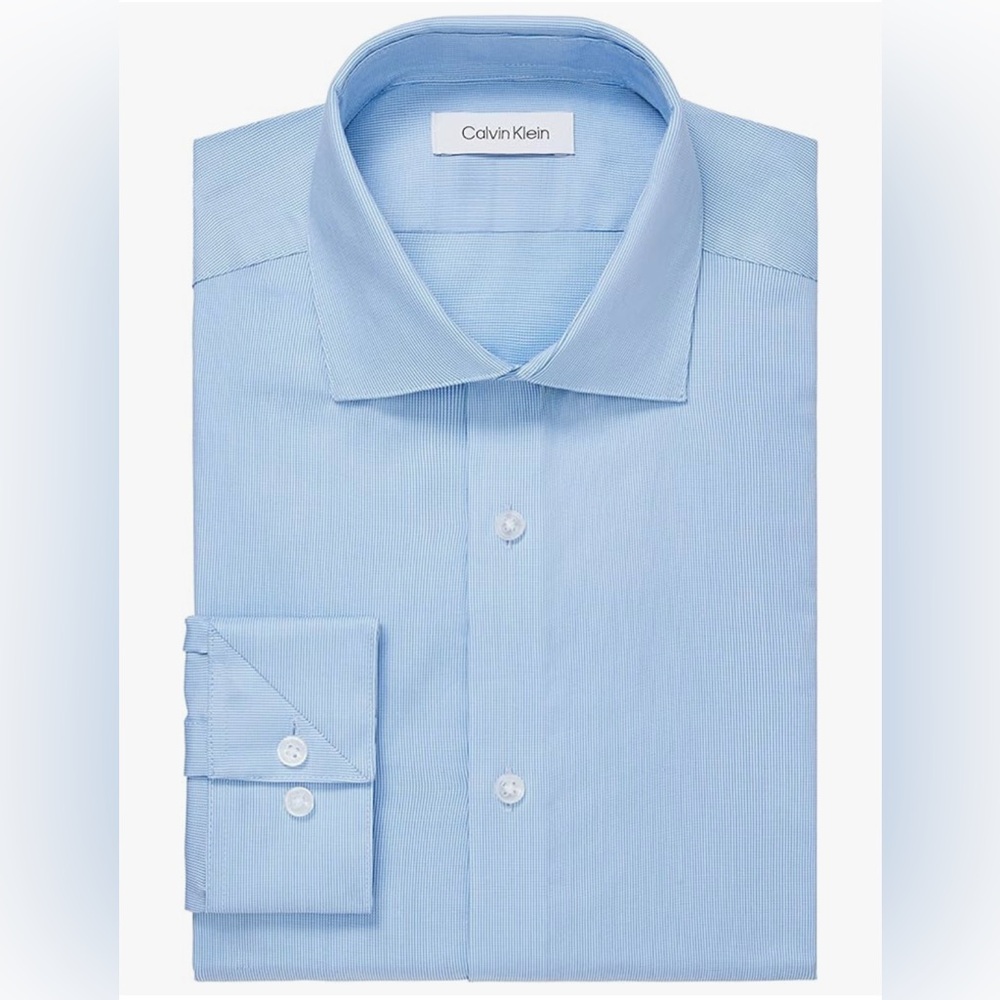 Calvin Klein Men's Dress Shirt Slim Fit Non-Iron Stretch - Size 14” 32/33”